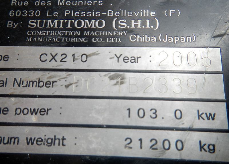 PELLE SUR CHENILLES CASE CX210 21000 KG