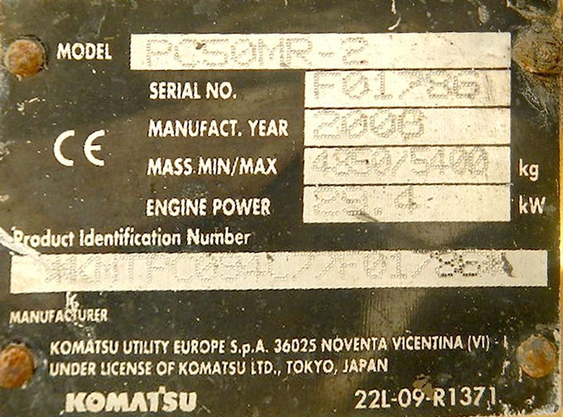 MINI PELLE A CHENILLES KOMATSU PC50 MR-2 5400 KG