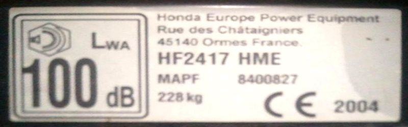 TRACTEUR TONDEUSE HONDA HF2417 HME 1 METRE 2 CM