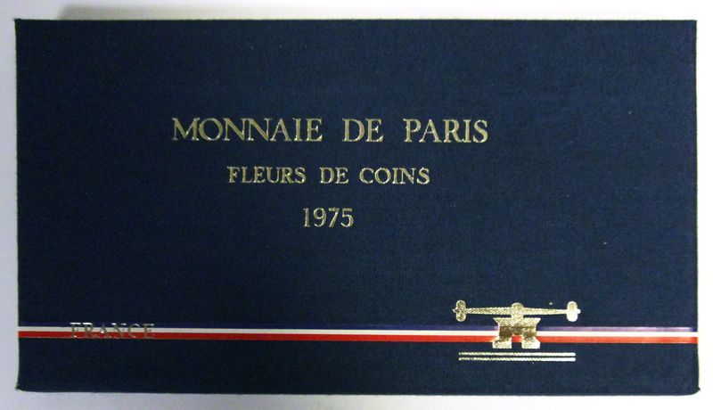 COFFRET DE MONNAIE DE FLEURS DE COINS ANNEE 1975 DE LA MONNAIE DE PARIS. 2 UNITES.