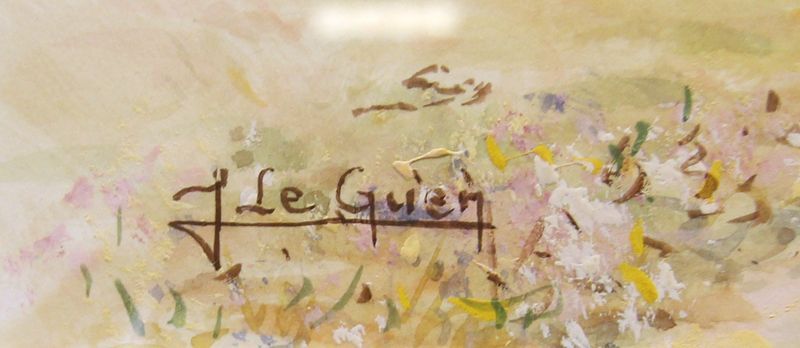 JEAN LE GUEN (1926). "PAYSAGE". AQUARELLE AVEC REHAUT DE GOUACHE SUR PAPIER. SIGNEE EN BAS A GAUCHE. 22 X 32 CM.