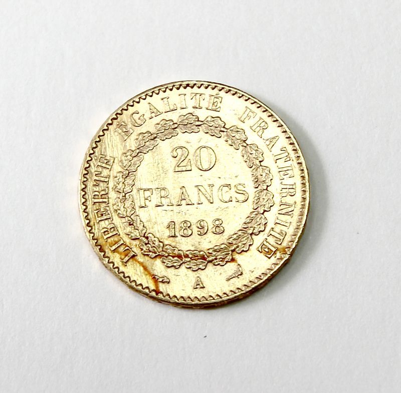 20 FRANCS OR. GENIE DE LA IIIEME REPUBLIQUE. 1898. ATELIER PARIS. 1 PIECE.