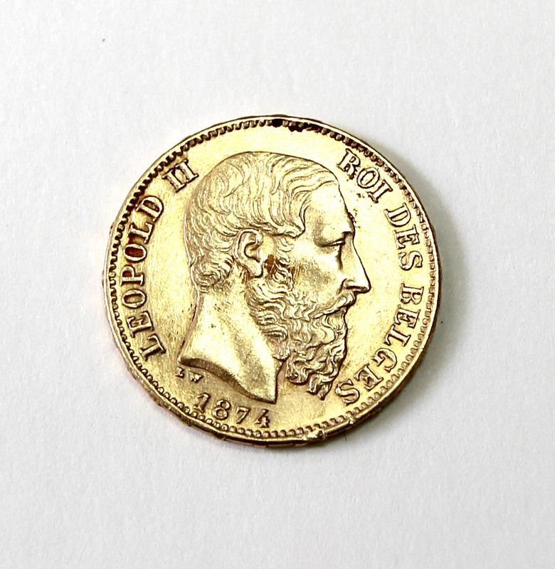 20 FRANCS OR. LEOPOLD II. 1877. 1 PIECE.