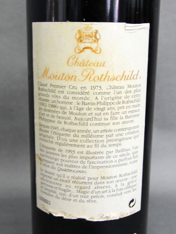 CHATEAU MOUTON ROTHSCHILD. ANNEE 1993. 1 BOUTEILLE.