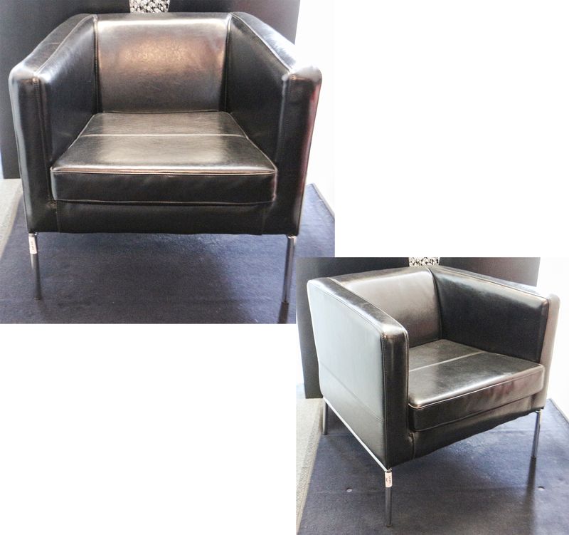 blaas gat onderhoud Retoucheren fauteuil-de-marque-ikea-modele-klappsta -garni-de-simili-cuir-noir-le-pietement-metallique-chrome-tu