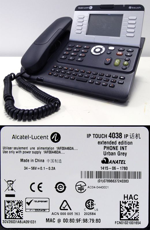 LOT 15. 58 UNITES. TELEPHONES IP DE MARQUE ALCATEL-LUCENT MODELE 4038 EXTENDED EDITION.