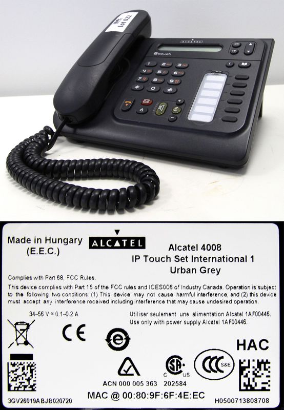 17 TELEPHONES IP DE MARQUE ALCATEL-LUCENT MODELE 4008. VENDU A L'UNITE AVEC FACULTE DE REUNION. QUANTITE : 17 UNITES.