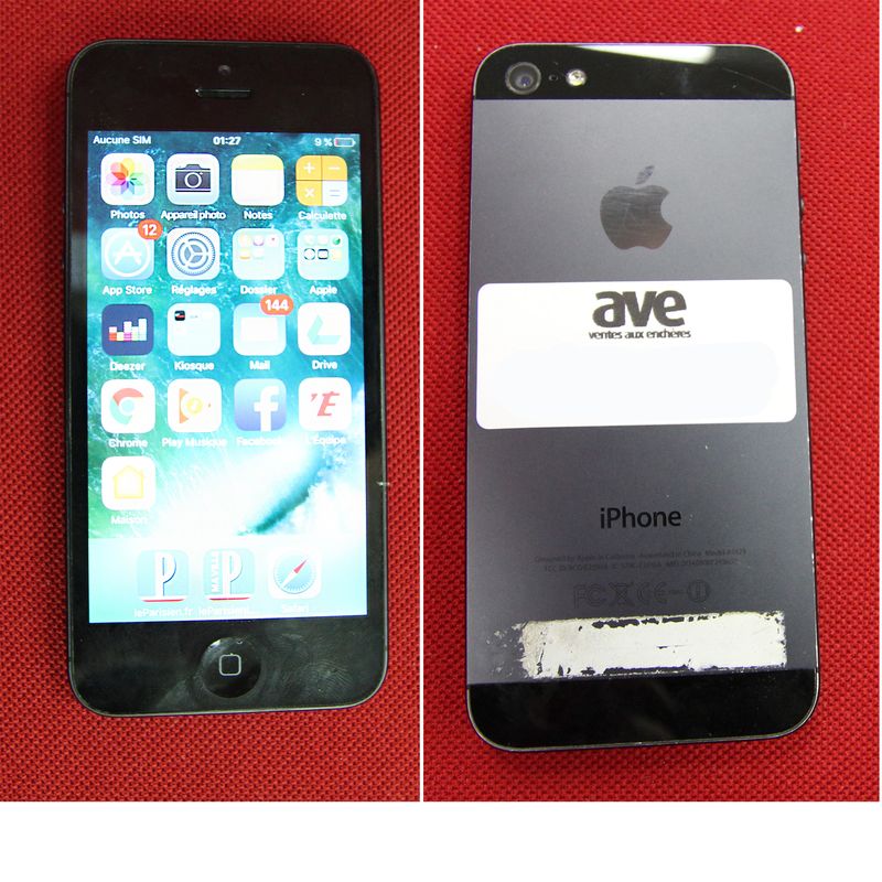 TELEPHONE PORTABLE DE MARQUE APPLE MODELE IPHONE 5 REFERENCE A1429. A REFORMATER.