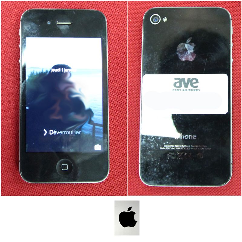 TELEPHONE PORTABLE DE MARQUE APPLE MODELE IPHONE 4S REFERENCE A1387. A REFORMATER.