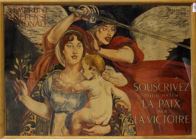 AFFICHE. "SOUSCRIVEZ POUR LA PAIX PAR LA VICTOIRE". DESSIN A.BESNARD. 1917. IMPRESSION RAQUET. 79X110CM.