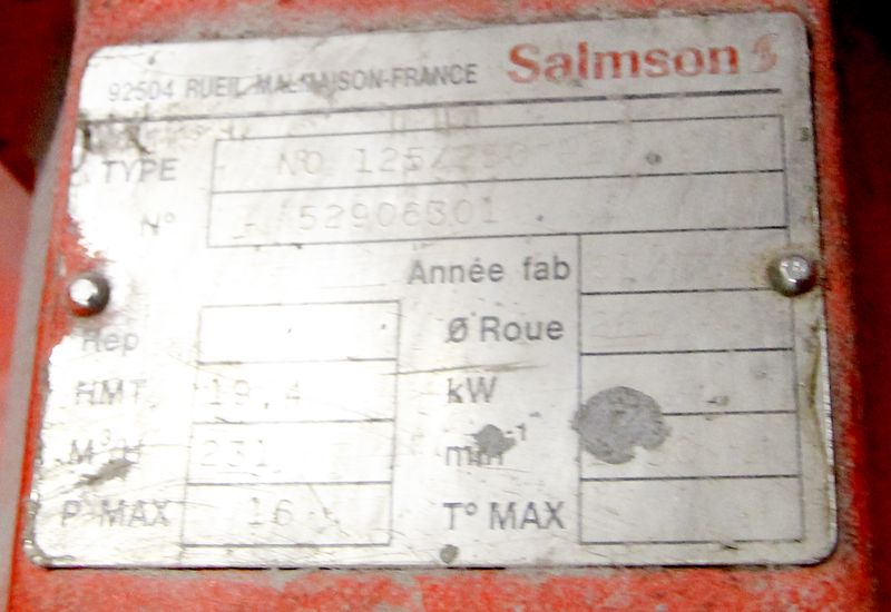 POMPE HYDRAULIQUE DE MARQUE SALMSON, MODELE NO 125/250 H2, DE 1995.