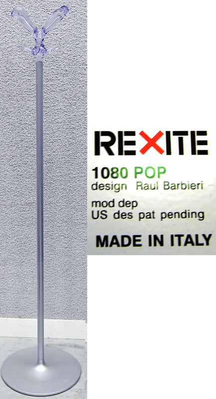 PORTE MANTEAU EN METAL MODELE 1080 POP  DESIGNER RAUL BARBIERI. EDITION REXITE. EN METAL ET PLASTIQUE A 8 BRAS DE SUSPENSIONS. H : 160 CM.
