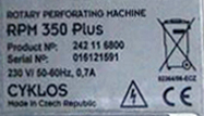 PERFOREUSE ROTATIVE DE MARQUE CYKLOS MODELE RPM 350 PLUS. 23 X 80 X 49 CM. R-1 REPRO