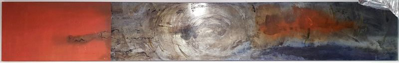 GABY ROTER. OEUVRE SUR METAL. 80 X 370 CM. R-1