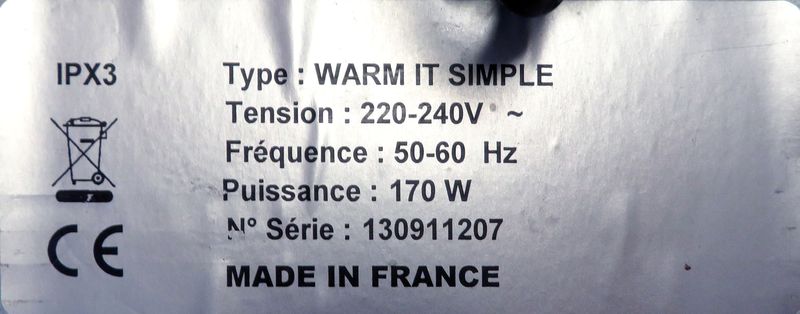 CHAUFFE SAUCE DE MARQUE ROLLER GRILL MODELE WARM IT SIMPLE, 170 WATT. 23 X 22 X 34 CM.  7 UNITES. VENDU A L'UNITE AVEC FACULTE DE REUNION. MATERIEL NON TESTER.