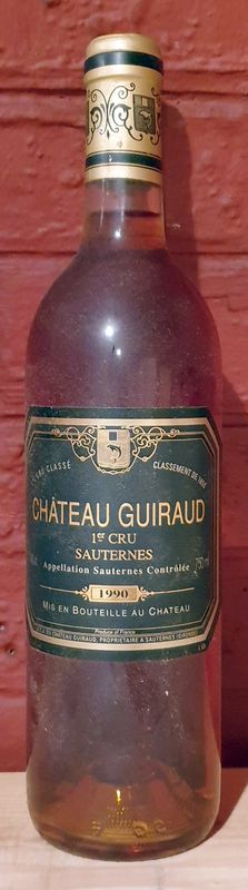 1 BOUTEILLE DE CHATEAU GUIRAUD 1990, SAUTERNES. BORDEAUX BLANC.