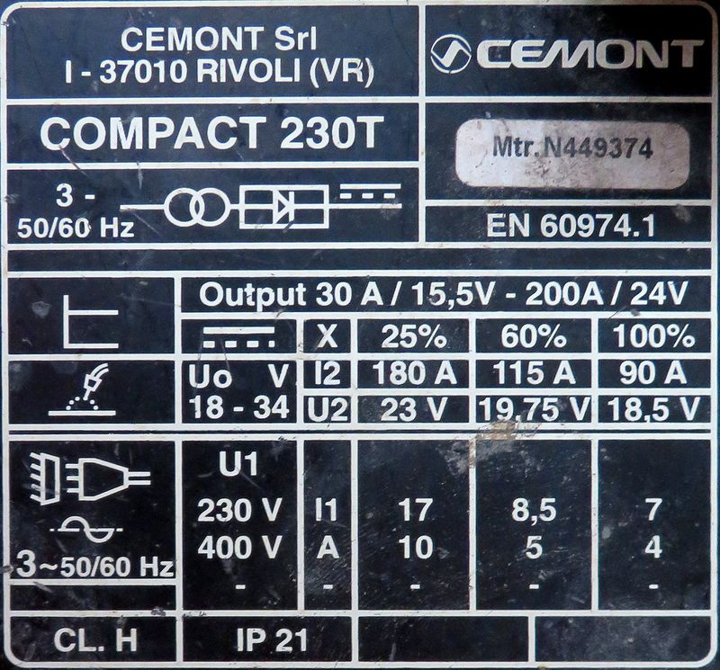 POSTE A SOUDER MIG DE MARQUE CEMONT MODELE COMPACT 230T BLUEMASTER CASQUE DE SOUDURE. EN L'ETAT. 1ER