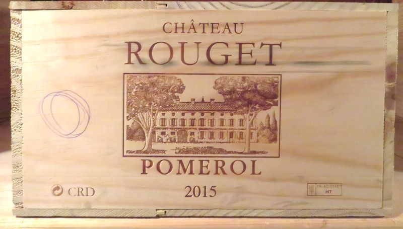 12 BOUTEILLES DE CHATEAU ROUGET 2015, POMEROL. BORDEAUX ROUGE. CAISSE BOIS D'ORIGINE. RUEIL