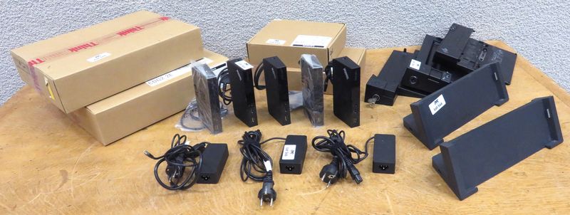 14 STATIONS D'ACCUEIL DONT : 7 DE MARQUE LENOVO MODELE THINKPAD ONE LINK+DOCK, 2 MODELES THINKPAD ULTRABASE SERIE 3, 2 MODELES THINKPAD BASIC DOCKING STATION, 1 DE MARQUE IBM MODELE 74P6733 ET 2 DE MARQUE MICROSOFT MODELE SURFACE STATION. ON Y JOINT 3 ALIMENTATIONS DE MARQUE LENOVO MAX65W.
