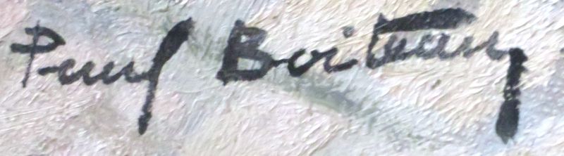 PAUL BOITEAU, HUILE SUR TOILE, REPRESENTANT UNE SCENE DE MARCHE, SIGNEE EN BAS A DROITE, CADRE EN BOIS NOIRCI. 57 X 68 CM. 1ER BUREAU.