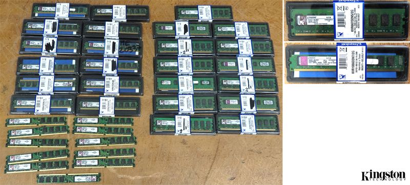 36 BARRETTES DE RAM DE MARQUE KINGSTON DONT 23 DE  2GO EN DDR2 ET 13 DE 2GO EN DDR3.