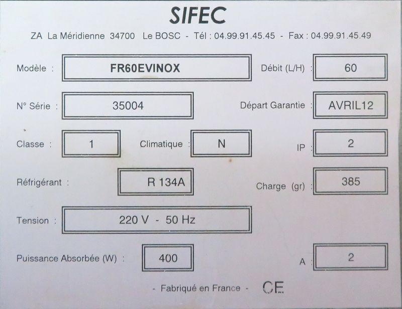 2 UNITES: FONTAINE A EAU DE MARQUE SIFEC MODELE FR60EVINOX A 2 BECS EN INOX ALIMENTAIRE. 133 X 42,5 X 35 CM.