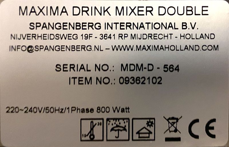 DOUBLE MIXEUR A BOISSON EN INOX DE MARQUE MAXIMA MODELE DRINK MIXER DOUBLE. NEUF VENDU DANS SON EMBALLAGE D'ORIGINE. 39,5 X 25 X 53 CM. LOCALISATION : ESPACE STOCKAGE