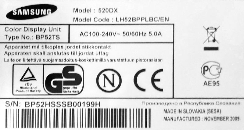 2 UNITES: MONITEUR A ECRAN LCD DE 52 POUCES DE MARQUE SAMSUNG MODELE LH52BPPLBC/EN. VENDU AVEC CABLE D'ALIMENTATION. BAT.N