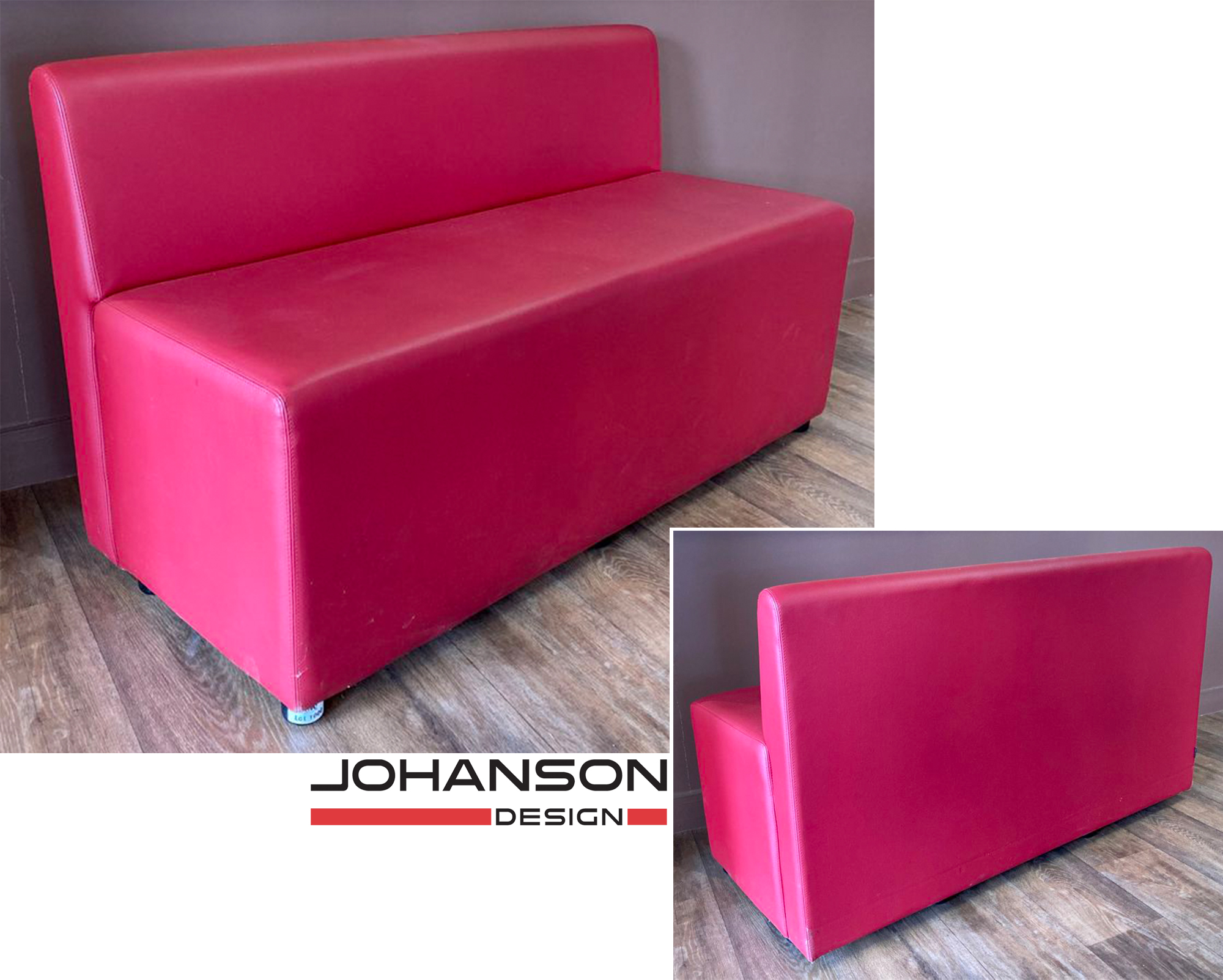 BANQUETTE DE MARQUE JOHANSON DESIGN MODELE B-BITZ BUSTER ASSISE ET DOSSIER EN SIMILI CUIR DE COULEUR ROUGE. 71 X 121 X 50 CM. 9 UNITES. VENDU A L'UNITE AVEC FACULTE DE REUNION. LOCALISATION : ORANGE - EVREUX - 337 RUE GAY LUSSAC - 27000 EVREUX.