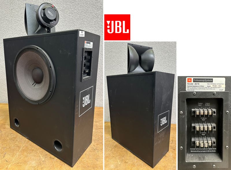 1 UNITE: ENCEINTE DE MARQUE JBL PROFESSIONAL MODELE 3678 PROFESSIONAL PRODUCTS THX SCREEN CHANNEL SYSTEM. 300 WATTS A 8 HOMS. 100 X 65 X 29 CM.