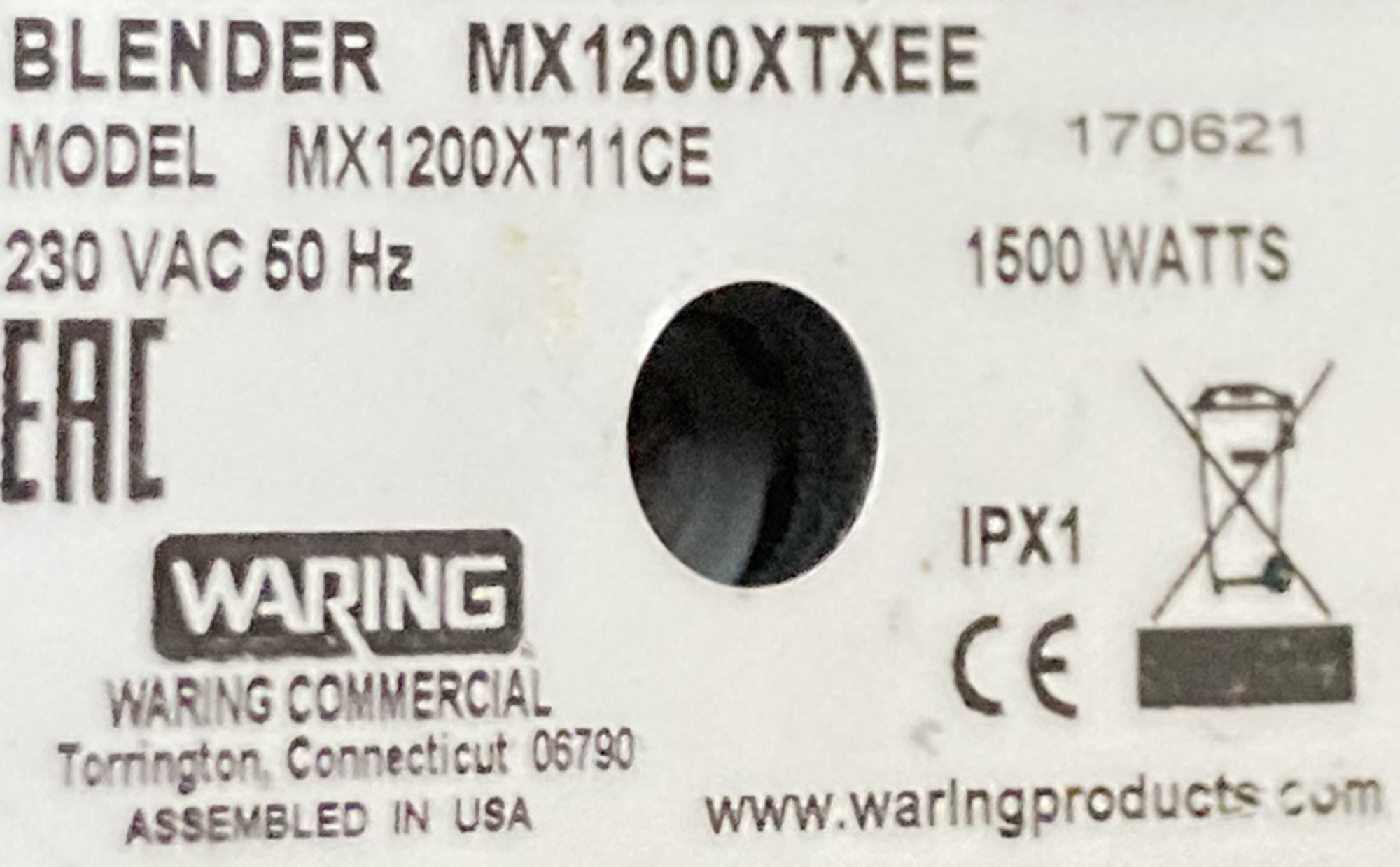 BLENDER A POSER DE MARQUE WARING MODELE MX1200XT11CE 220V. USURE D'USAGE. ARCUEIL 4.