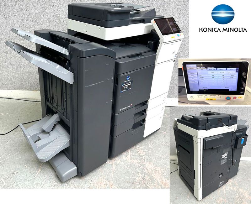 IMPRIMANTE MULTIFONCTIONS COULEUR A3 DE MARQUE KONICA MINOLTA MODELE BIZHUB C308. 30 PAGES MINUTE, 3 BACS DONT 1 DE TRES GRANDE CAPACITE, COPIEUR, DUPLEX AUTO, SCANNER DONT : SCAN TO EMAIL - SCAN TO SMB - SCAN TO FTP - SCAN TO HDD - SCAN TO USB - SCAN TO WEBDAV ET NETWORK TWAIN SCAN, FAX, RECTO VERSO, BYPASS, FEEDER, RESEAU GIGABIT, DISQUE DUR INTERNE DE 250 GO, RAM 1 GO, ECRAN TACTILE 9 POUCES, TRIEUSE ET AGRAFEUSE. VENDU AVEC CABLE D'ALIMENTATION ET CABLE RJ45. 169 127 COPIES.