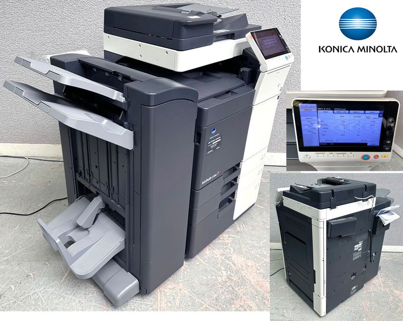 IMPRIMANTE MULTIFONCTIONS COULEUR A3 DE MARQUE KONICA MINOLTA MODELE BIZHUB C308. 30 PAGES MINUTE, 3 BACS DONT 1 DE TRES GRANDE CAPACITE, COPIEUR, DUPLEX AUTO, SCANNER DONT : SCAN TO EMAIL - SCAN TO SMB - SCAN TO FTP - SCAN TO HDD - SCAN TO USB - SCAN TO WEBDAV ET NETWORK TWAIN SCAN, FAX, RECTO VERSO, BYPASS, FEEDER, RESEAU GIGABIT, DISQUE DUR INTERNE DE 250 GO, RAM 1 GO, ECRAN TACTILE 9 POUCES, TRIEUSE ET AGRAFEUSE. VENDU AVEC CABLE D'ALIMENTATION ET CABLE RJ45. 305 477 COPIES.