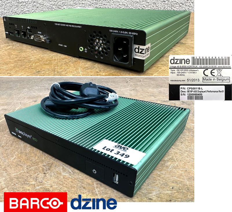 LECTEUR MEDIA ULTRA HAUTE PERFORMANCE PROFESSIONNEL DE MARQUE BARCO DZINE MODELE GE10O.0500 DISPLAY3. VENDU AVEC CABLES D'ALIMENTATION. 4 UNITES. VENDU A L'UNITE AVEC FACULTE DE REUNION.