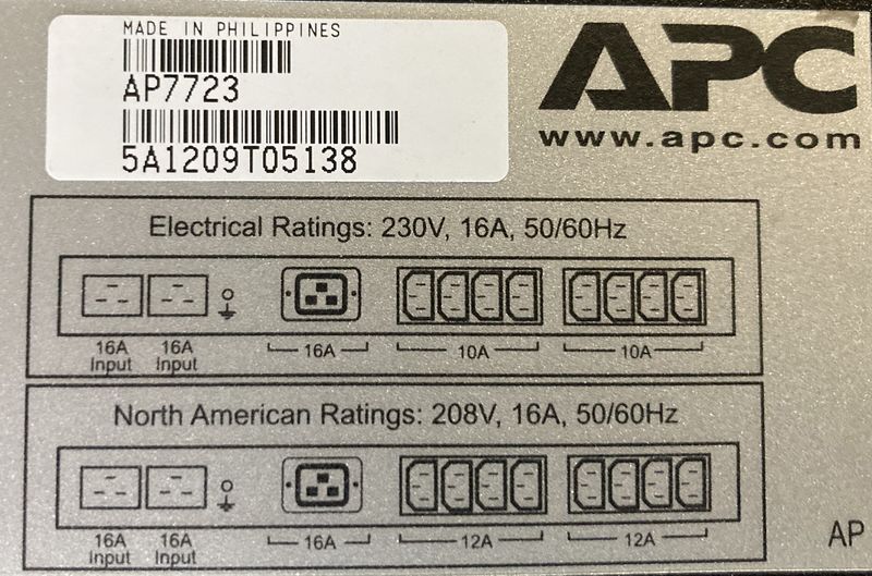 6 ONDULEURS RACKABLES DONT : 1 DE MARQUE SOCOMEC MODELE ASYS, 1 DE MARQUE EATON MODELE PULSAR STS 16 ET 4 DE MARQUE APC MODELE AP7723. ARCUEIL 4.