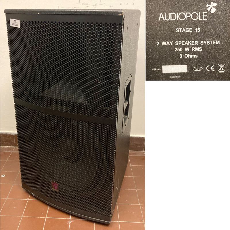 1 UNITE: ENCEINTE DE MARQUE AUDIOPOLE MODELE STAGE 15 2 WAY SPEAKER SYSTEM 250W RMS 8 OHMS. ARCUEIL 4 - ARCUEIL 1 RDC LOCAL SONO.