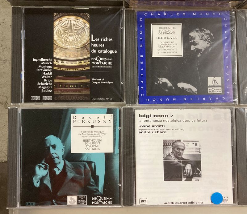 53 DISQUES VINYLES ET 562 CD OU COFFRET DE CD NEUFS DANS LEURS EMBALLAGES D'ORIGINE DONT ARDITTI STRING QUARTET, PIERRE BOULEZ, RUDOLF FIRKUSNY, DEBUSSY, MAURICIO KAGEL, JEAN-BAPTISTE LULLY, CHARLES MUNCH, IGOR STRAVINSKY... ARCUEIL 3 00 S24