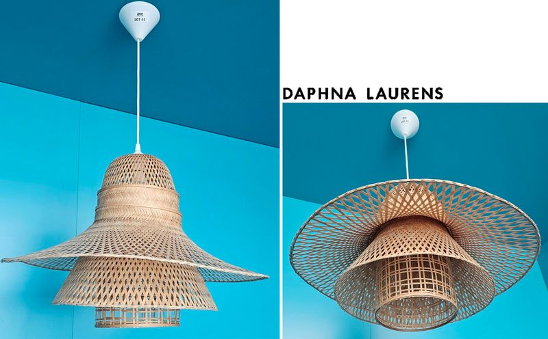 SUSPENSION DESIGN DAPHNA ISAAC & LAURENS MANDERS MODELE LAYERS EDITION DAPHNA LAURENS EN BAMBOU TRESSE A TROIS NIVEAUX. 85 X 65 CM. 4 UNITES. VENDU A L'UNITE AVEC FACULTE DE REUNION. LOCALISATION -> BAT A : 1 NO, 1 NE, 1 SE, 1 SO