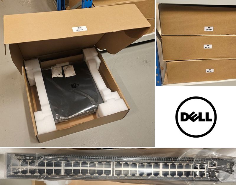 3 SWITCH GIGABIT RACKABLES 48 PORTS DE MARQUE DELL MODELE N1548P. VENDU NEUF DANS LEUR EMBALLAGE D'ORIGINE. LOCALISATION -> BAT J : - 1