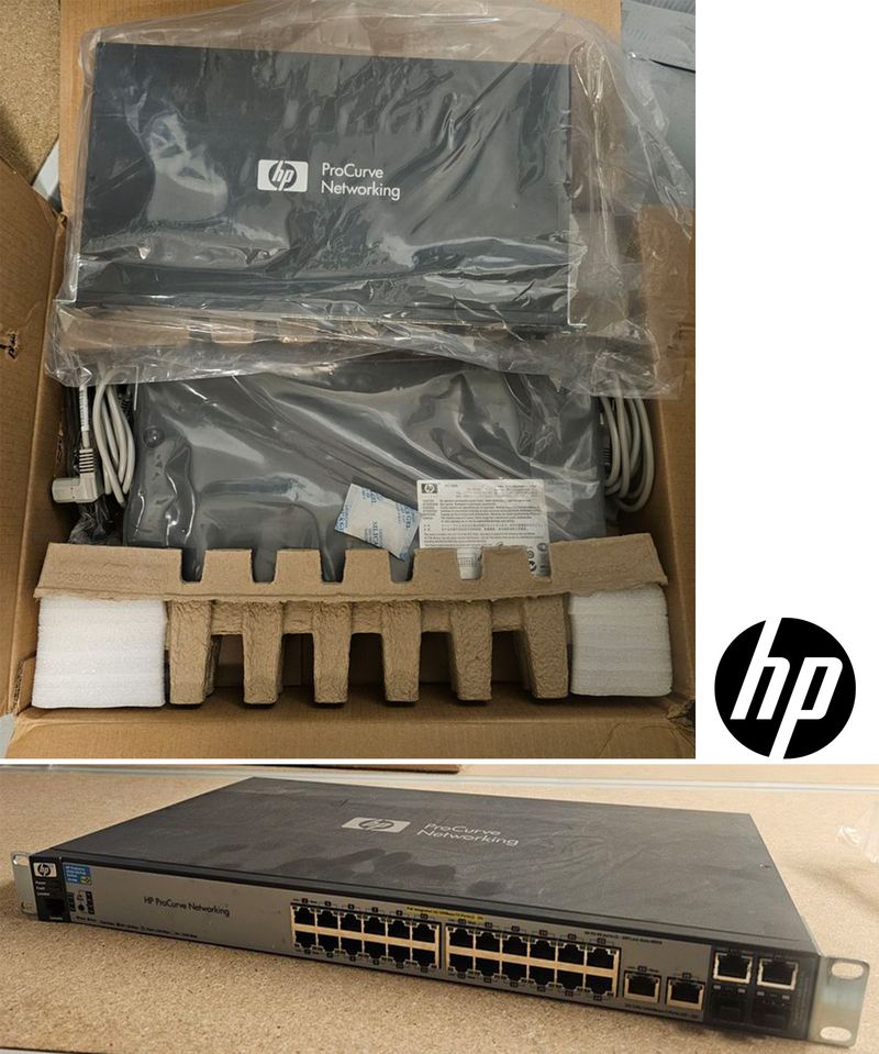 2 SWITCH RACKABLES 24 PORTS + 2 PORTS GIGABIT DE MARQUE HP MODELE PROCURVE 2520-24-POE. ON Y JOINT 1 SWITCH ETHERNET 24 PORTS 10/100 + 2 PORTS GIGABIT MODELE 2620-24. VENDU AVEC CABLE D'ALIMENTATION DANS UN EMBALLAGE. LOCALISATION -> BAT J : - 1