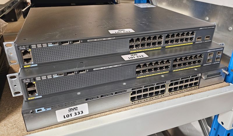 3 SWITCH ETHERNET GB RACKABLES 24 PORTS DE MARQUE CISCO DONT : 2 MODELES CATALYST 2960-X SERIES ET 1 MODELE CATALYST 3750-X SERIES. LOCALISATION -> BAT J : - 1