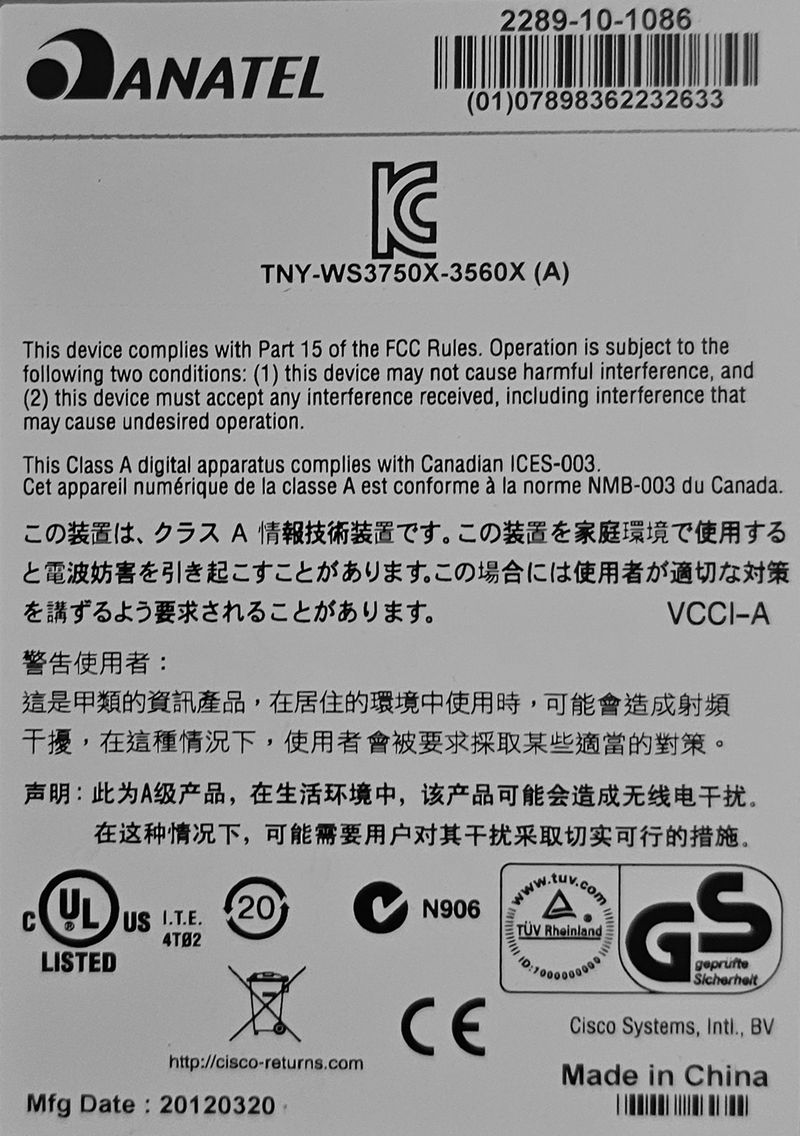 3 SWITCH ETHERNET GB RACKABLES 24 PORTS DE MARQUE CISCO DONT : 2 MODELES CATALYST 2960-X SERIES ET 1 MODELE CATALYST 3750-X SERIES. LOCALISATION -> BAT J : - 1