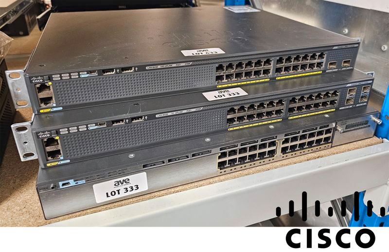 3 SWITCH GIGABIT RACKABLES 24 PORTS DE MARQUE CISCO DONT : 2 MODELES CATALYST 2960-X SERIES ET 1 MODELE CATALYST 3750-X SERIES. LOCALISATION -> BAT J : - 1