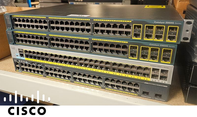 4 SWITCH GIGABIT RACKABLES 48 PORTS DE MARQUE CISCO DONT : 2 MODELE CATALYST 2960-G, 1 MODELE CATALYST 2960-L ET 1 MODELE CATALYST 2960-X.  LOCALISATION -> BAT J : - 1