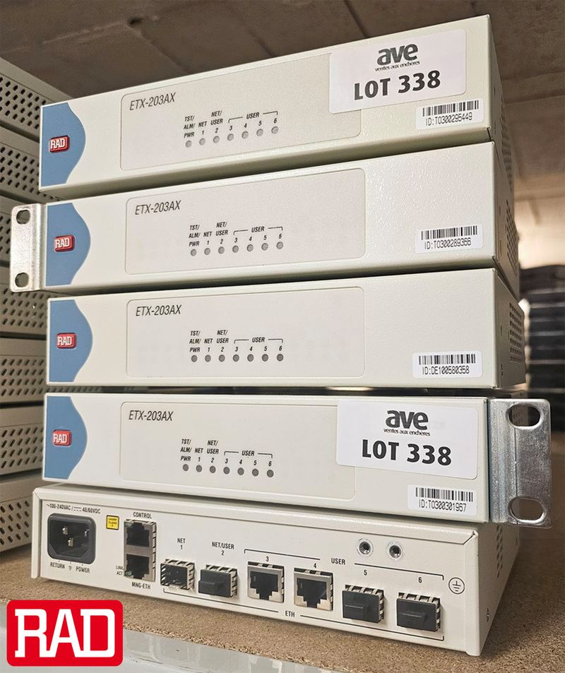 5 ROUTEURS DE DEMARCATION ETHERNET OU VPN DE MARQUE RAD MODELE ETX-203AX. LOCALISATION -> BAT J : - 1