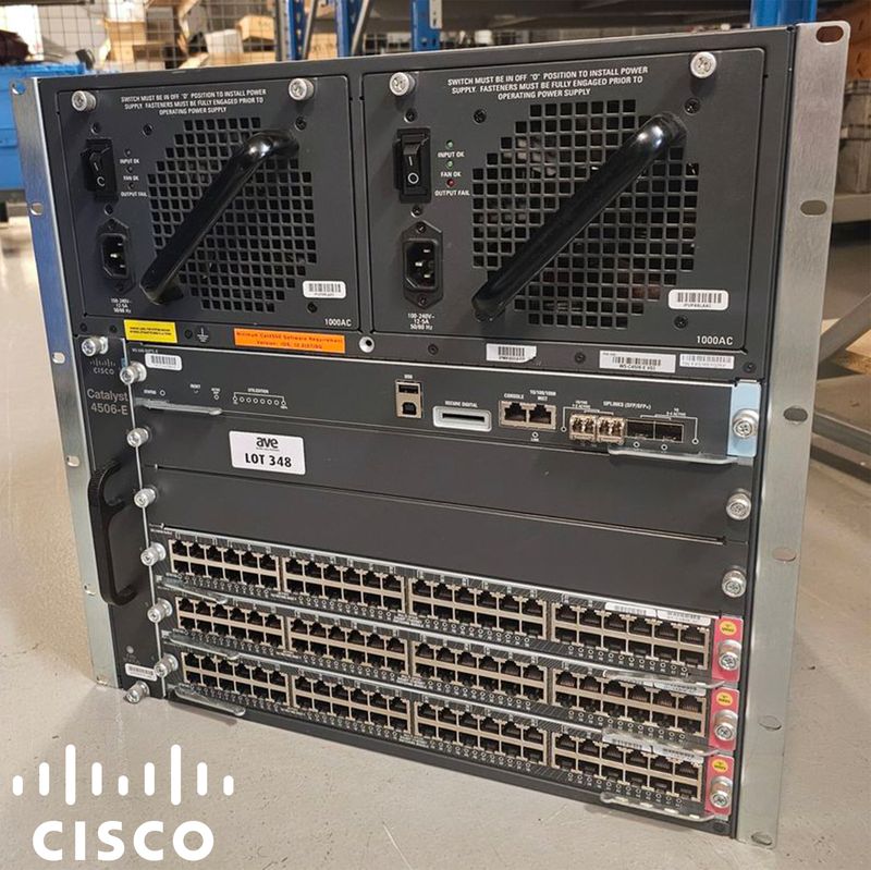 MODULE RACKABLE DE MARQUE CISCO COMPRENANT : 1 COMMUTATEUR MODELE 4506-E AVEC 3 SWITCH ETHERNET GB 48 PORTS MODELE WS-X4648-RJ49-E, 1 MODULE MODELE WS-X45-SUP7L-E ET 2 ALIMENTATIONS 1000AC. 2 UNITES. VENDU A L'UNITE AVEC FACULTE DE REUNION. LOCALISATION -> BAT J : - 1