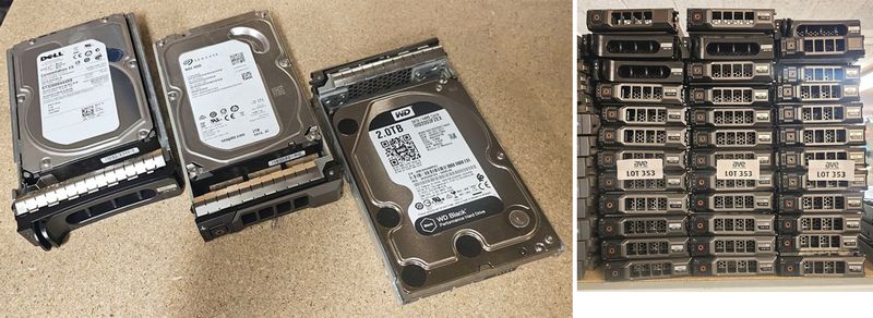 36 DISQUES DUR SAS OU SATA DE 2 TB 3.5 POUCES DIVERS MARQUE DELL OU WESTERN DIGITAL OU SEAGATE. LOCALISATION -> BAT J : - 1