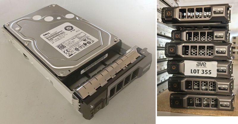 6 DISQUES DUR SAS DE 4 TB 3.5 POUCES DIVERS MARQUE DELL. LOCALISATION -> BAT J : - 1