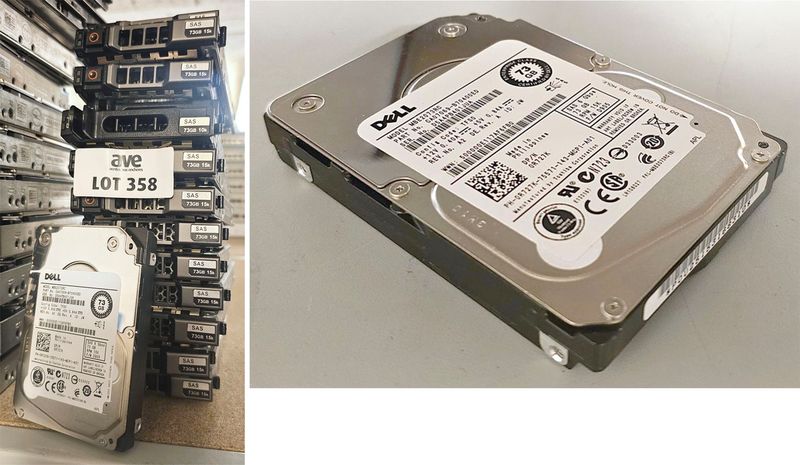 14 DISQUES DUR SAS 73 GB 2.5 POUCES DIVERS MARQUE DELL. LOCALISATION -> BAT J : - 1