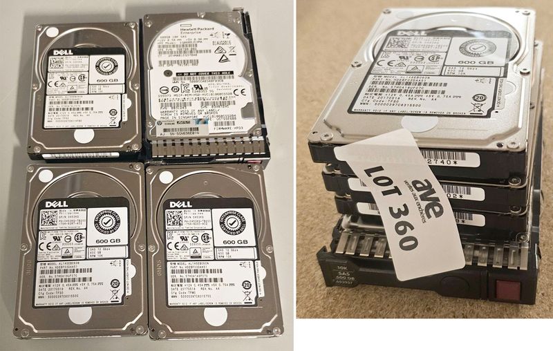 4 DISQUES DUR SAS 600 GB 2.5 POUCES DIVERS MARQUE DELL OU HP. LOCALISATION -> BAT J : - 1